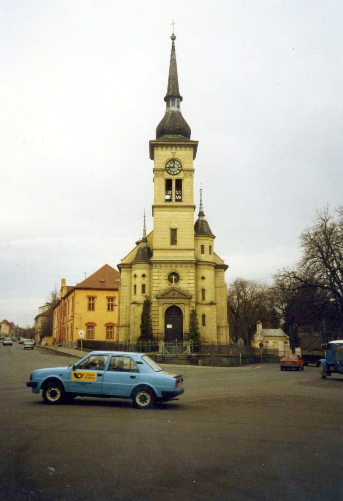 Žatec March 1994, with Skoda Post car